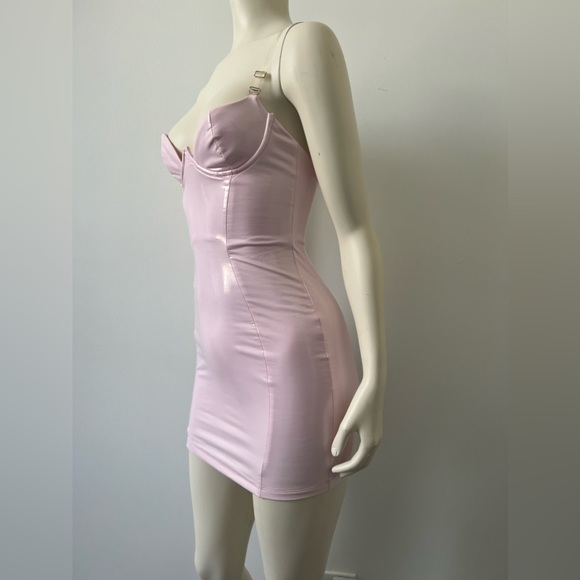 **SOLD*** Oh Polly Pastel Pink Vinyl Bodycon Mini Dress - Picture 7 of 10